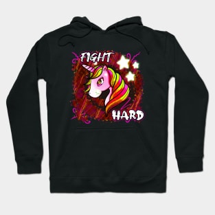 Fight Hard - Cute Unicorn Abstract Stars Hoodie